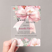 Sweet 16 bow pink waterverf bloemen clear acryl uitnodigingen (Insitu (Draagbaar))