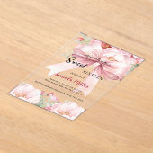 Sweet 16 bow pink waterverf bloemen clear acryl uitnodigingen (Laagn)