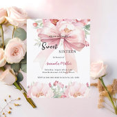 Sweet 16 bow roze waterverf bloemen uitnodiging