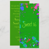 Sweet 16 Bright Neon Paint Splatter Kaart (Voorkant / Achterkant)