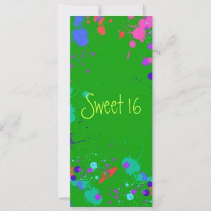 Sweet 16 Bright Neon Paint Splatter Kaart