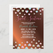 Sweet 16 Bronze Invitation with Colorful Speckles Aankondigingskaart (Voorkant / Achterkant)