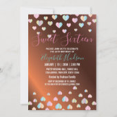 Sweet 16 Bronze Invitation with Colrful Speckles Aankondiging (Voorkant)