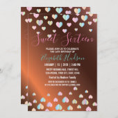 Sweet 16 Bronze Invitation with Colrful Speckles Aankondiging (Voorkant / Achterkant)