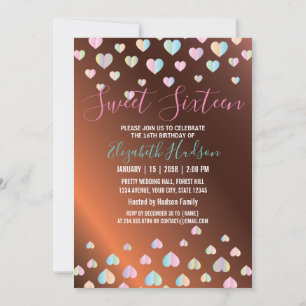 Sweet 16 Bronze Invitation with Colrful Speckles Aankondiging