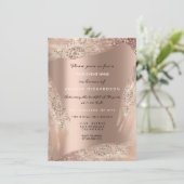 Sweet 16 Bruids Diamanten Jurk Roze Goud Glitteren Kaart (Staand voorkant)