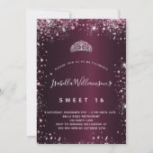 Sweet 16 bruine roze glitter tiara kaart (Voorkant)