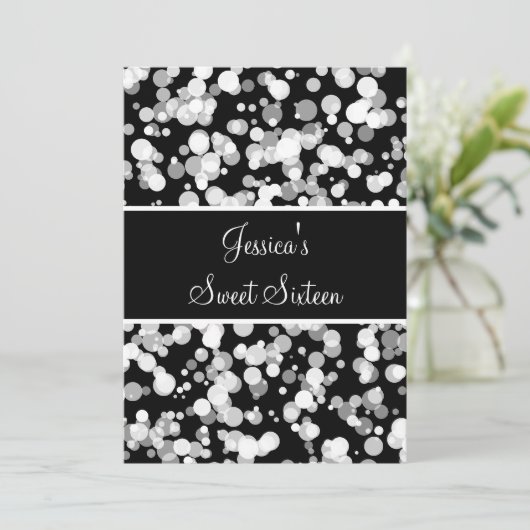 Sweet 16 Bubbles Grey Black & White Kaart (Staand voorkant)