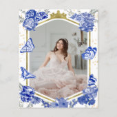 Sweet 16 Budget foto uitnodiging Blue Butterfly (Achterkant)