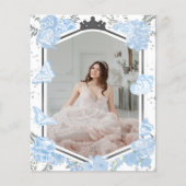 Sweet 16 Budget foto uitnodiging Blue Butterfly (Achterkant)