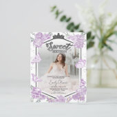 Sweet 16 Budget foto uitnodiging vlinder (Staand voorkant)