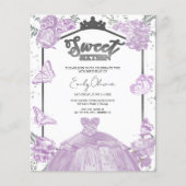 Sweet 16 Budget foto uitnodiging vlinder (Voorkant)