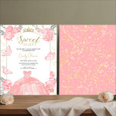 Sweet 16 budget uitnodiging vlinder roze jurk