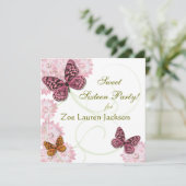 Sweet 16 Butterfly en Daisy Invitation Card Kaart (Staand voorkant)