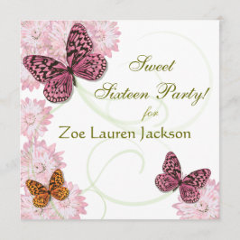 Sweet 16 Butterfly en Daisy Invitation Card Kaart