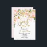Sweet 16 Butterfly Invitation Blush Floral Gold Kaart<br><div class="desc">Een roze roze en goudglittervlinders nodigen uit. Geweldig voor het vlindertiende verjaardagsfeest. AANPASSING: Stuur me een bericht door de chat als u een aanpassing nodig hebt,  zoals een kleurwijziging. HET WIJZIGEN VAN BESTAANDE ORDE/VERZENDTIJD,  ETC,  te contacteren gelieve direct aan steun Zazzle. https://help.zazzle.com/hc/en-us/articles/221463567-How-Do-I-Contact-Zazzle-Customer-Support-</div>