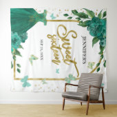 Sweet 16 Butterflys Emerald Groene Gown Achtergron Wandkleed (In Situ (horizontaal))