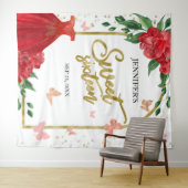 Sweet 16 Butterflys Emerald Red Gown Achtergrond Wandkleed (In Situ (horizontaal))