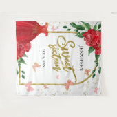 Sweet 16 Butterflys Emerald Red Gown Achtergrond Wandkleed (Voorkant (horizontaal))