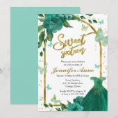 Sweet 16 Butterflys Groene Blush Gown Kaart (Voorkant / Achterkant)