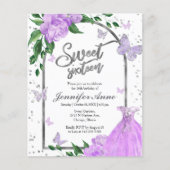 Sweet 16 Butterflys Lavendel Budget Uitnodiging (Voorkant)