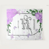 Sweet 16 Butterflys Lavendel Gown Achtergrond Wandkleed (Voorkant (horizontaal))