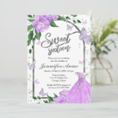 Sweet 16 Butterflys Lavendel Gown Kaart (Staand voorkant)
