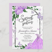 Sweet 16 Butterflys Lavendel Gown Kaart (Voorkant / Achterkant)