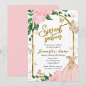 Sweet 16 Butterflys Roze Blush Gown Kaart (Voorkant / Achterkant)