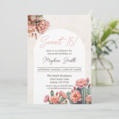 Sweet 16 Cactus Boho Pampas Boog Verjaardag Uitnod Kaart (Staand voorkant)