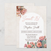 Sweet 16 Cactus Boho Pampas Boog Verjaardag Uitnod Kaart (Voorkant / Achterkant)
