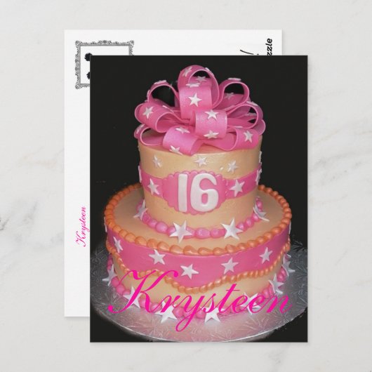 Sweet 16 Cake Afbeelding Kaart (Voorkant / Achterkant)