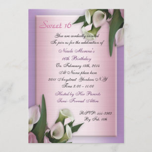 Sweet 16 calla lily verjaardagsuitnodiging kaart