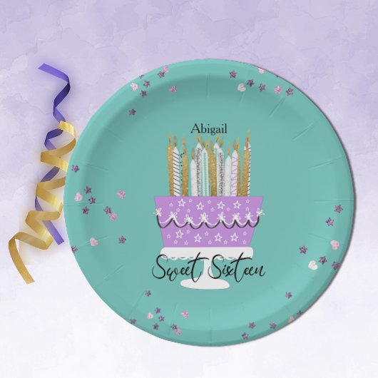 Sweet 16 Candles en Cake Paper Bord