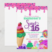 Sweet 16, Candyland, Snoep Sweets donut Kaart (Voorkant / Achterkant)