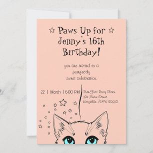 Sweet 16 Cat-thema Verjaardag Kaart