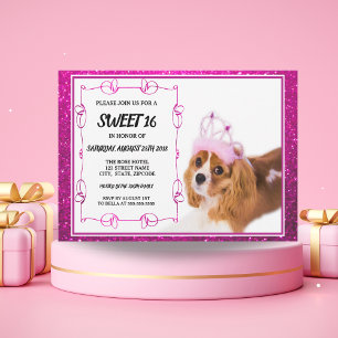 Sweet 16 Cavalier King Charles Spaniel Uitnodiging