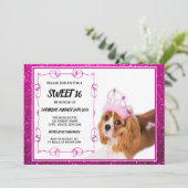 Sweet 16 Cavalier King Charles Spaniel Uitnodiging (Staand voorkant)