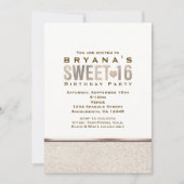 SWEET 16 Champagne Sparkle Glam Party Uitnodiginge Kaart (Voorkant)