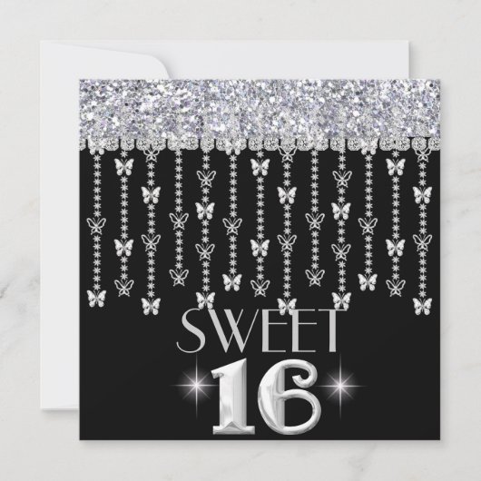 SWEET 16 CHIC-BUTTERFLY KAART (Voorkant)