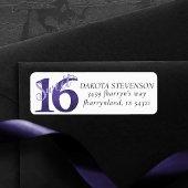 Sweet 16 | Chic White en Violet Paarse Waterverf Etiket