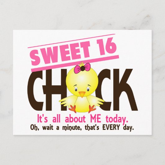 Sweet 16 Chick 3 Briefkaart (Voorkant)