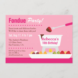 Sweet 16 Chocolate Fondue Verjaardagsfeest Kaart