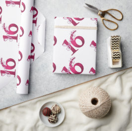 Sweet 16 | Classic Red and White Grunge Waterverf Cadeaupapier