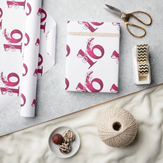 Sweet 16 | Classic Red and White Grunge Waterverf Cadeaupapier (Crafts)