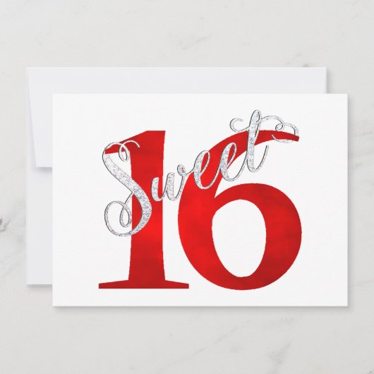 Sweet 16 | Classic Red and White Grunge Waterverf Kaart (Voorkant)