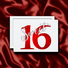 Sweet 16 | Classic Red and White Grunge Waterverf Kaart