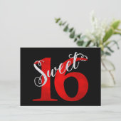 Sweet 16 | Classic Red en Black Grunge Waterverf Kaart (Staand voorkant)