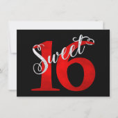 Sweet 16 | Classic Red en Black Grunge Waterverf Kaart (Voorkant)