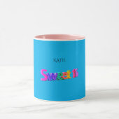 Sweet 16 combo mok/aangepaste naam in blauw/roze. mok (Midden)